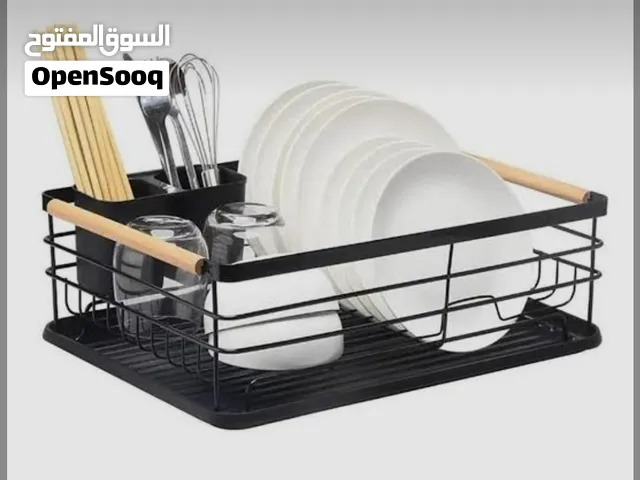 منظم معدني لتجفيف الأواني ذو طبقتين باللون الأسود لتنظيم المطبخ 4.500