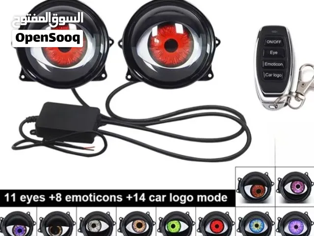 عيون LED مستعملات بحاله الوكاله للسيارة مع ريموت تحكم – 11 شكل للعين + 8 تأثيرات + 14 شعار سيارة