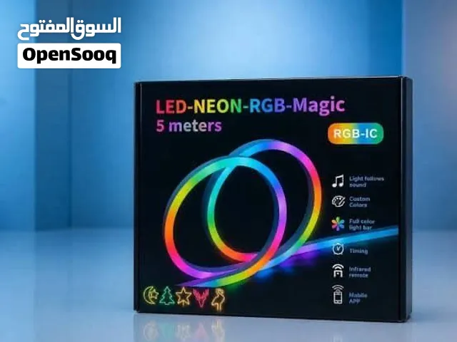 شريط إضاءة نيون ليد ذكي LED-NEON-RGB-Magic (بطول 5 أمتار) بتقنية RGB-IC وتحكم عبر التطبيق والريموت