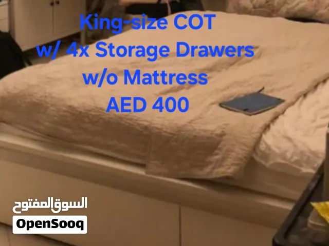 2 King-size Bed Frames, with 4 Drawers IKEA, include original IKEA Mattress- 2 pcs
