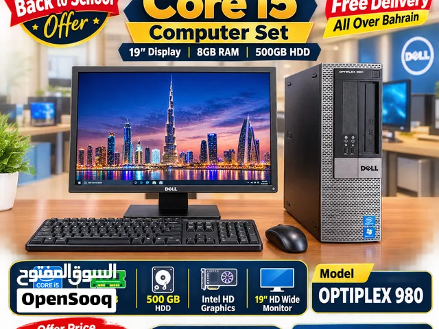 Back To School Offer DELL Core I5 Computer Full Set DELL Wide Monitor 8GB RAM 500GB HDD Ready to Use
