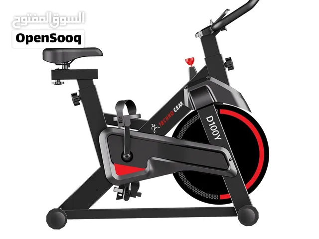دراجة تمارين رياضية ثابتة من نوع Techno Gear Spinning Bike D100Y باللونين الأسود والأحمر،