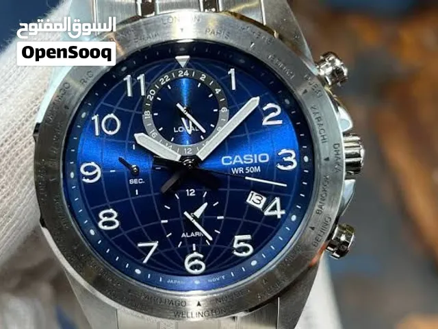 ساعة كاسيو أصلية بالكامل Casio MTP-W500D-2AVDF (مينا أزرق وسوار فضي)