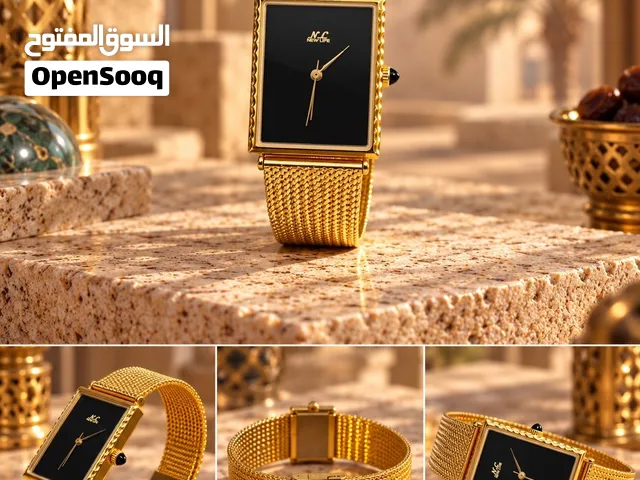 ساعة سويسري اصلي مطلية ذهب عيار 21  ماركة نيوً لايف