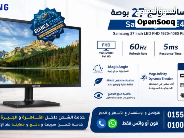 شاشة كمبيوتر 27 بوصة سامسونج LED FHD كسر زيرو موديل Samsung S27E450 للبيع بدون قاعدة