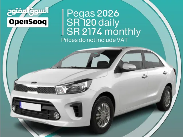 Kia Pegas 2026 for rent in Abha - Free delivery for monthly rental