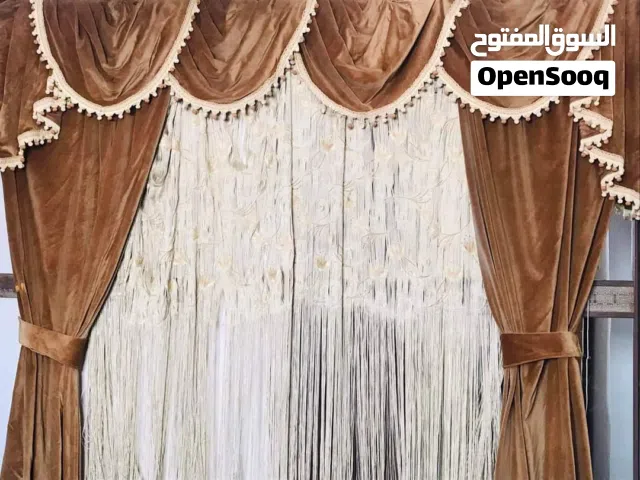 ستائر قماش  كاثفة اصلية   وسكة خشب ممتاز
