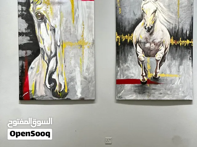 Big 2 acrylic paintings handmade with gold leaf (120cm -150cm ) 40kd each