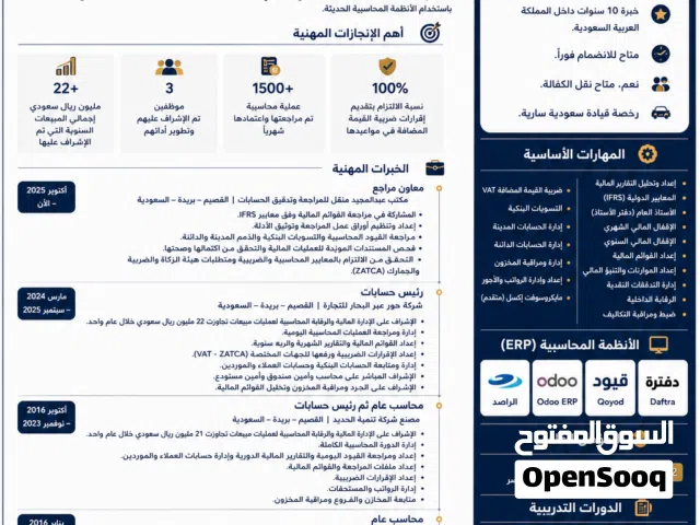 رئيس حسابات بخبرة قوية في إدارة العمليات المالية والمحاسبية، والعمل على مختلف أنظمة ERP