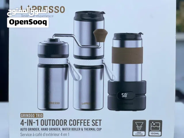 LēPresso GrindGo Trio 4×1 V60 مطحنة كهربائية ماكينات القهوة ويدوية غلاية مياه + كوب حراري