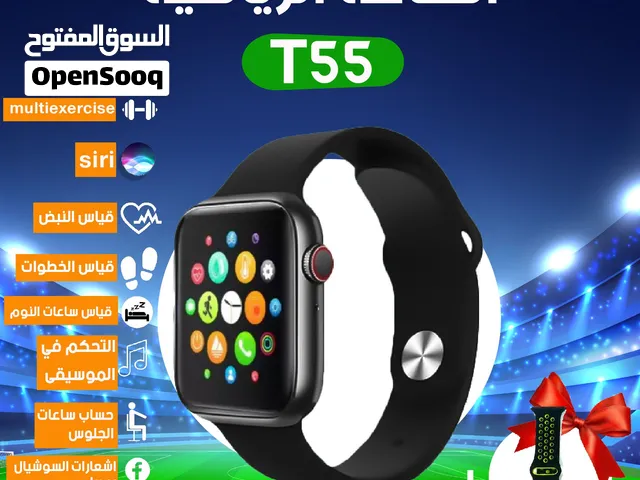 العرض الأقوى ساعة ذكية T55 + أستيك رياضي هدية مجانية متاح اللون الأسود
