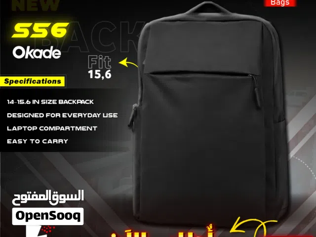 Okade 15.6 Inch S56 Black Backpack شنطة لابتوب لون اسود شكل مميز