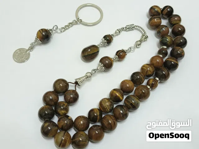 سبحه حجر عين النمر أصلي خرز كبير
