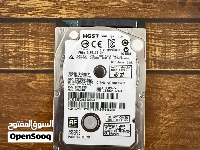 هارد بلي 4 slim نظيف جداً مفحوص ممتاز و شغال 100% HGST 500GB، 2.5 إنج، SATA، سرعة 5400RPM موديل