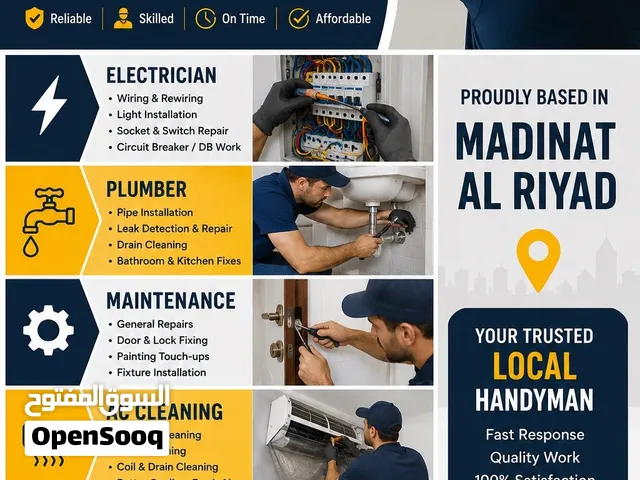 Electrical plumbing maintenance ac cleaning as handyman