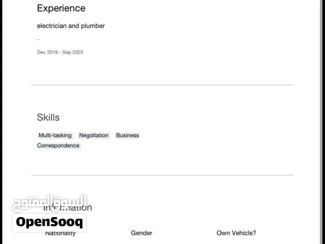 Electrician/plumber and maintainance