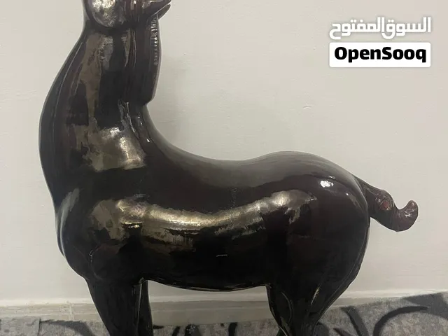 Large Glossy Black Decorative Horse Statue - Solid Display Piece