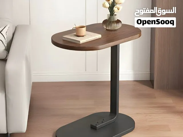 Free Delivery  C-Shaped Side Table with Metal Frame – Brown & White