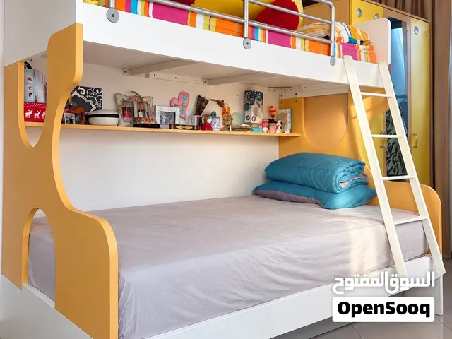 Complete set: 3-level bunk bed + wardrobe + desk. All together, excellent condition.