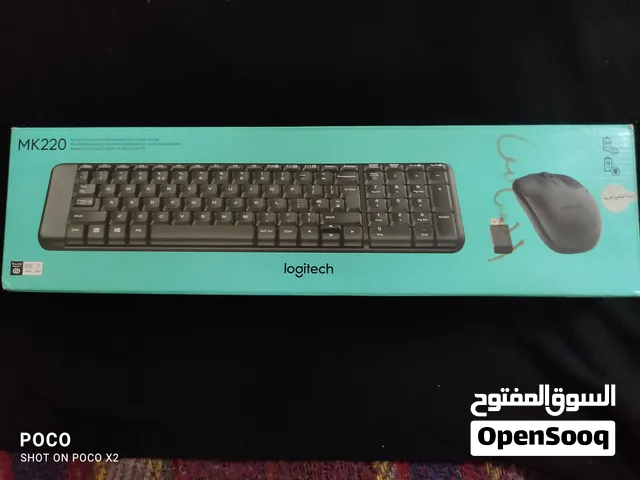 Logitech MK220 كيبورد مناسب للكمبيوتر والابتوب والتابلت+ ماوس لاسلكي.   عربي/إنجليزي جديد