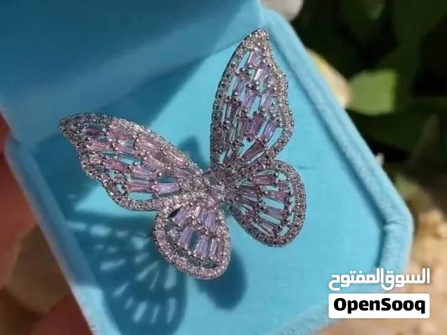خاتم فراشة   خاتم الفراشة النازك   موديل حديث  مرصع بأحجار الزاركون  طلاء ثابت بجودة عالية
