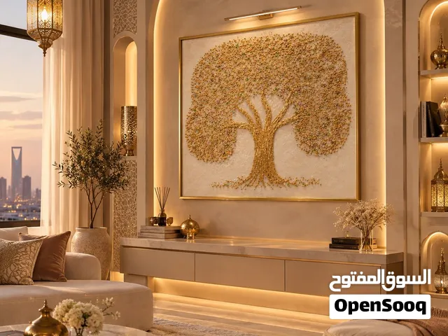 Golden tree crystal tree wall frame ن  لوحة جدارية فاخرة شجرة ذهبية مصنوعة يدوياً 60×80 س
