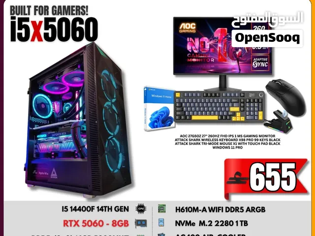Gamer Zone i5x5060 Complete Gaming Setup – Intel Core i5 14400F, RTX 5060 8GB, 16GB DDR5, 1TB NVMe,