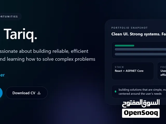 يعطيكوا العافية جميعاً بقدم خدمة برمجة Portfolio احترافي متكامل (Frontend & Backend) بسعر رمزي جداً