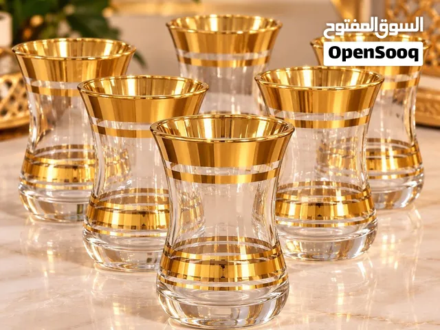 للبيع طقم ستكانات شاي ذهبي فخم