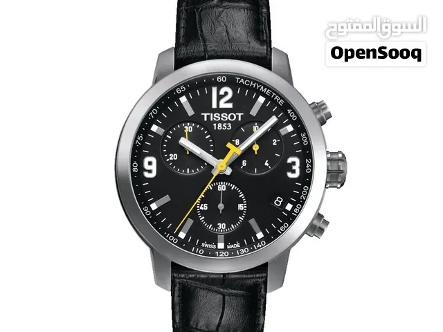 TISSOT T0554171605700 PRC 200 CHRONOGRAPH BLACK DIAL BLACK LEATHER MEN'S WATCH