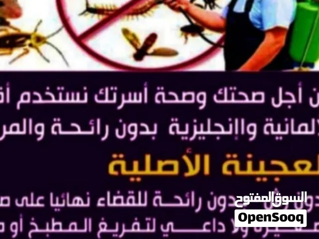 مكافحة جميع انواع الحشرات الصراصير الكبير وصغير البرعص النمل الفراني شبك طرد الحماء والدينا  العجينة