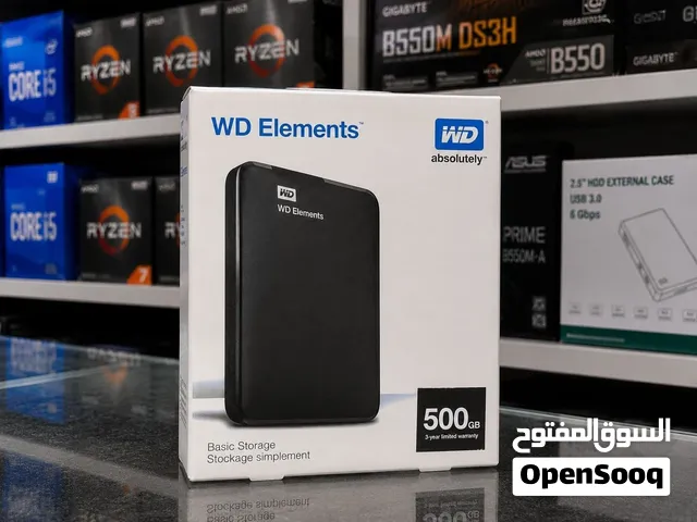 هارد خارجي WD Elements 500GB  من شركة Western Digital العالمية – الحل المثالي لحفظ ملفاتك بأمان
