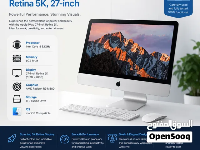 Apple iMac (Retina 5K, 27-inch) – Core i5 3.1GHz – 8GB RAM – 5K Retina Display – Excellent Condition
