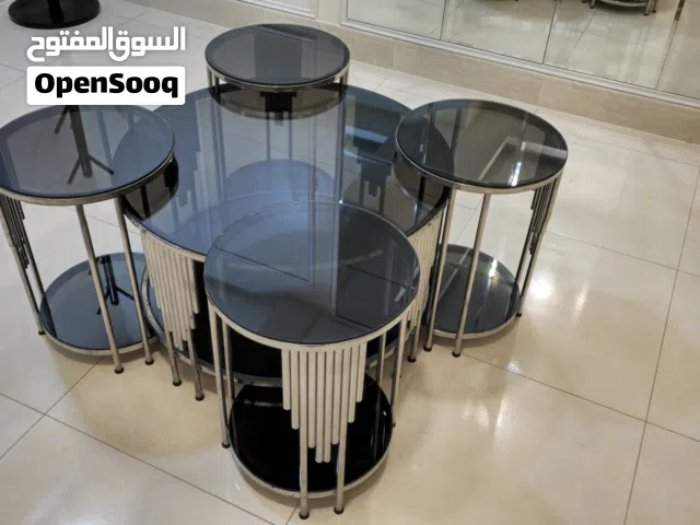 طقم امياز او طاولات غرف جلوس او مجالس مكونه من دورين زجاج