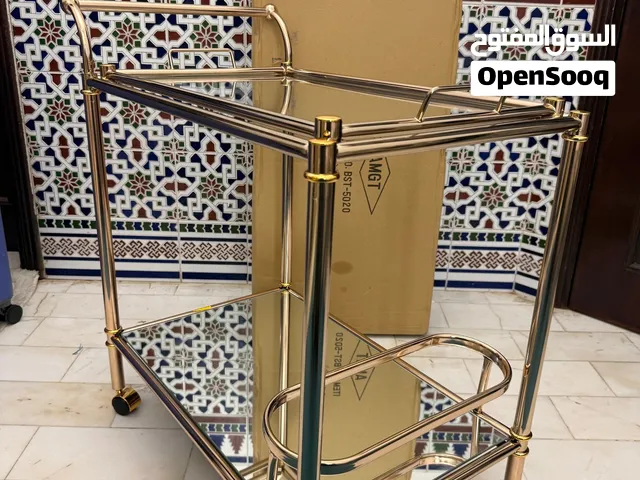 Brand new Premium Golden Serving Trolley with Clear & Mirror Trays – Made in Taiwan for sale.