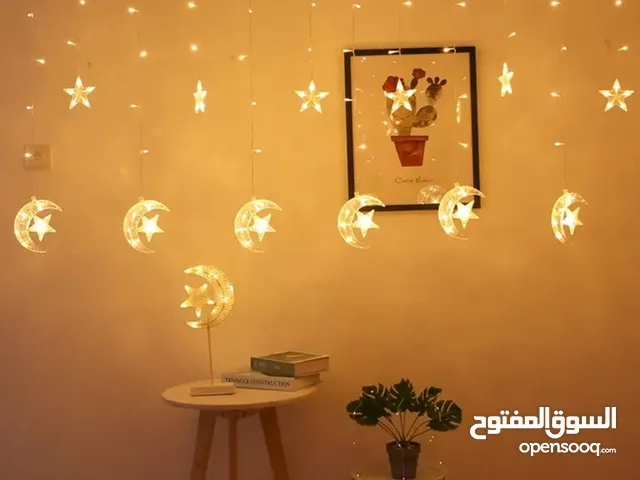 سرب نجمة وهلال بثلاث اشكال اضاءة صفراء 3 متر