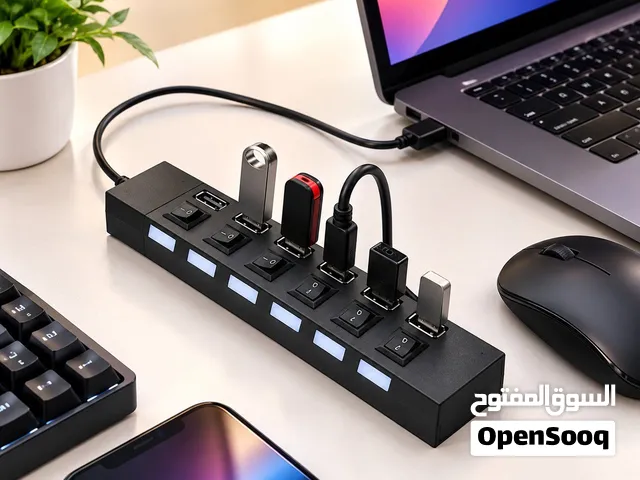 موزّع USB 7 لكل منفذ مفتاح تشغيل وإيقاف مستقل
