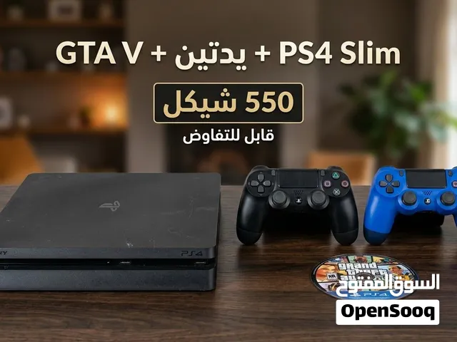 بلايستيشن فور سلم مع ايدتين و سيدي جتا 5 و البلاستيشن بحالة نضيفة شبه جديد و مش مفتوحة و مساحة عالية