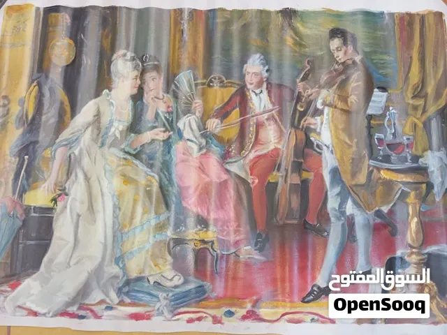 فخم): لوحة جدارية طراز أوروبي قديم رسم يدوي مميز بحالة ممتازة.