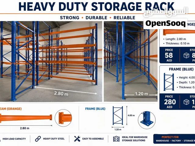 Industrial Warehouse Racks Blue & Orange Metal Shelving