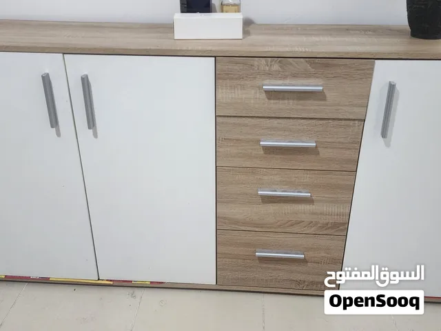 Cabinet with 3-door and 4-drawers melamine white natural sideboard Good condition price negotiable