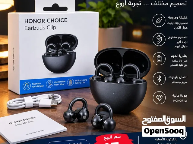 للبيع سماعة HONOR CHOICE Earbuds Clip بالكرتونة الأصلية تصميم مريح وثبات حول الأذن