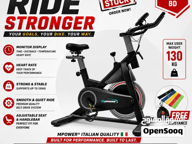 Mpower Italian Quality Exercise Bike  Max 130KG + Free Resistance Bands Set