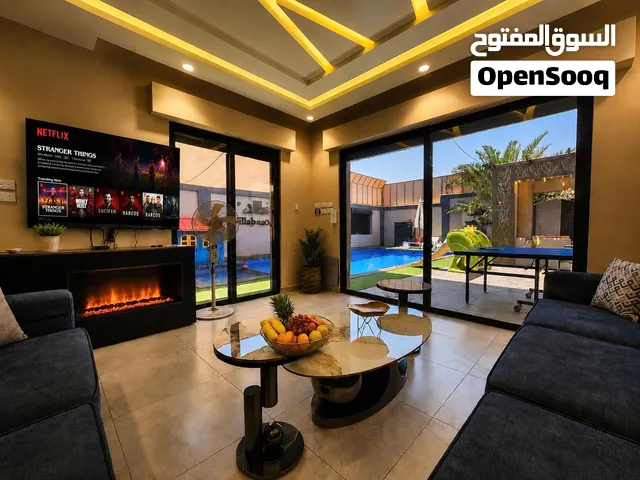 شاليه VIP للايجار ذو اطلالة خلابة ومسبح مدفى وشوارع معبدة وقريب جدا على عمان
