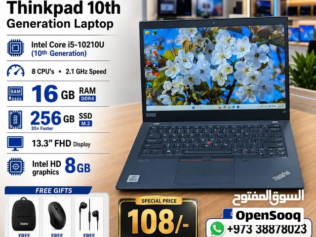 Lenovo 10th Gen Core I5 Laptop 16GB RAM 35x Fast Working FREE Bag, Mouse & Earphone
