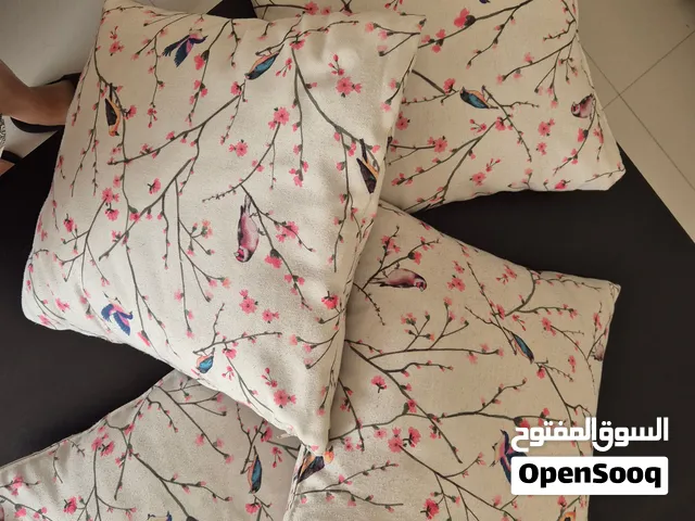 cushion decorative, light grey with birds