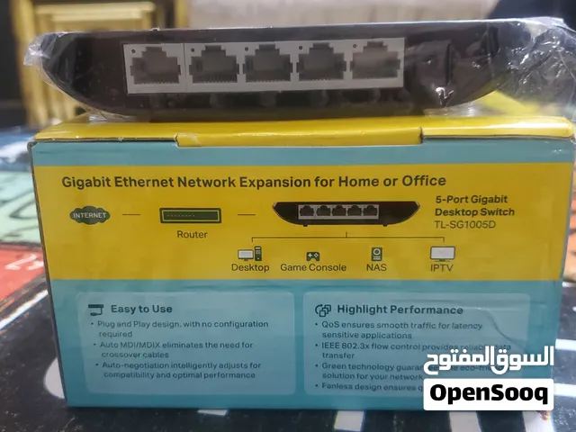 سوينش سطح مكتبي _يدعم نقل حزمة الانترنت ويقسمها على خمسة منافذ تتوزع للأجهزة التي تحتاج حزمه ا