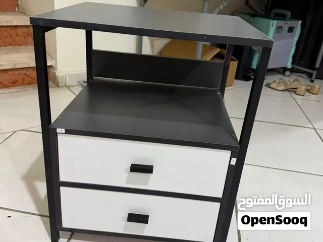 black and white bed side table, double drawer with two surface