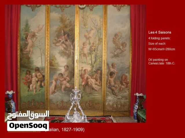 Paravent les 4 saisons peinture sur toile peintre Rodolfo Morgari
