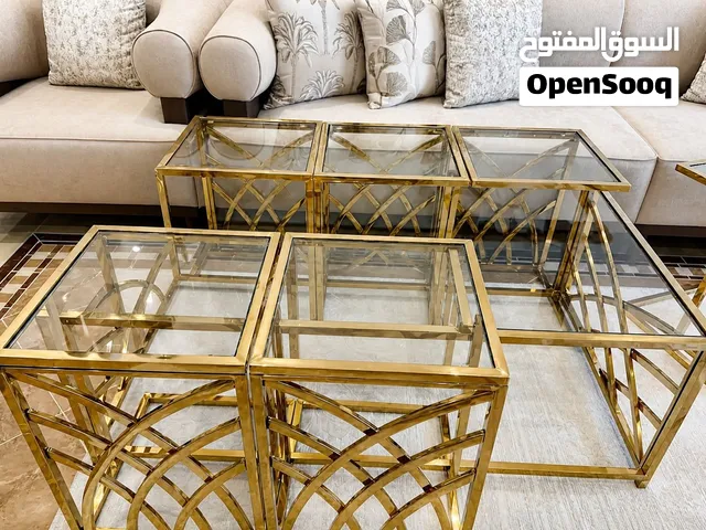 طاولات ذهبيه تركيه طاوله كبيره و6 صغيره